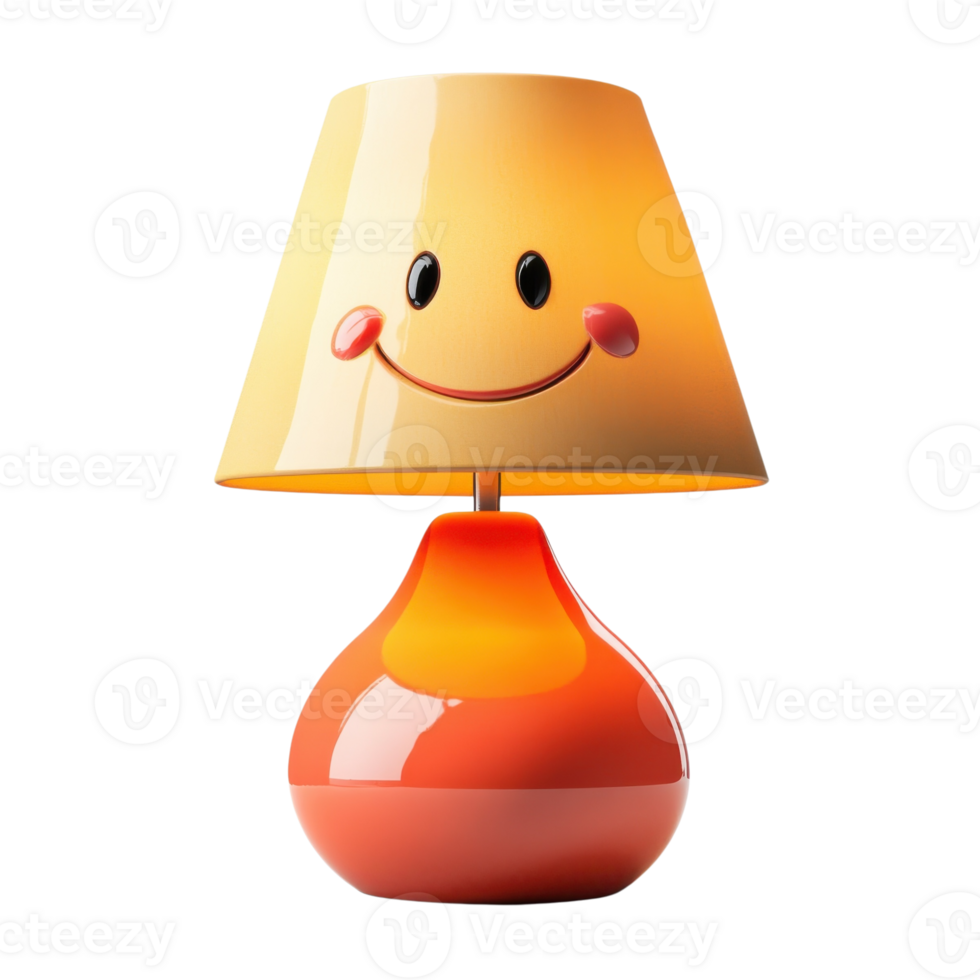 Smiling Table Lamp Cheerful Decor on transparent background. png