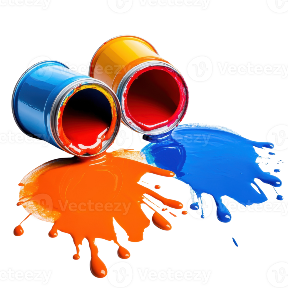 Vibrant Paint Can Spill Image on transparent background. png