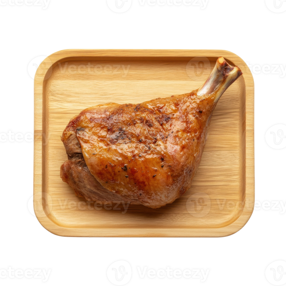 Succulent Roasted Goose Top View on transparent background. png