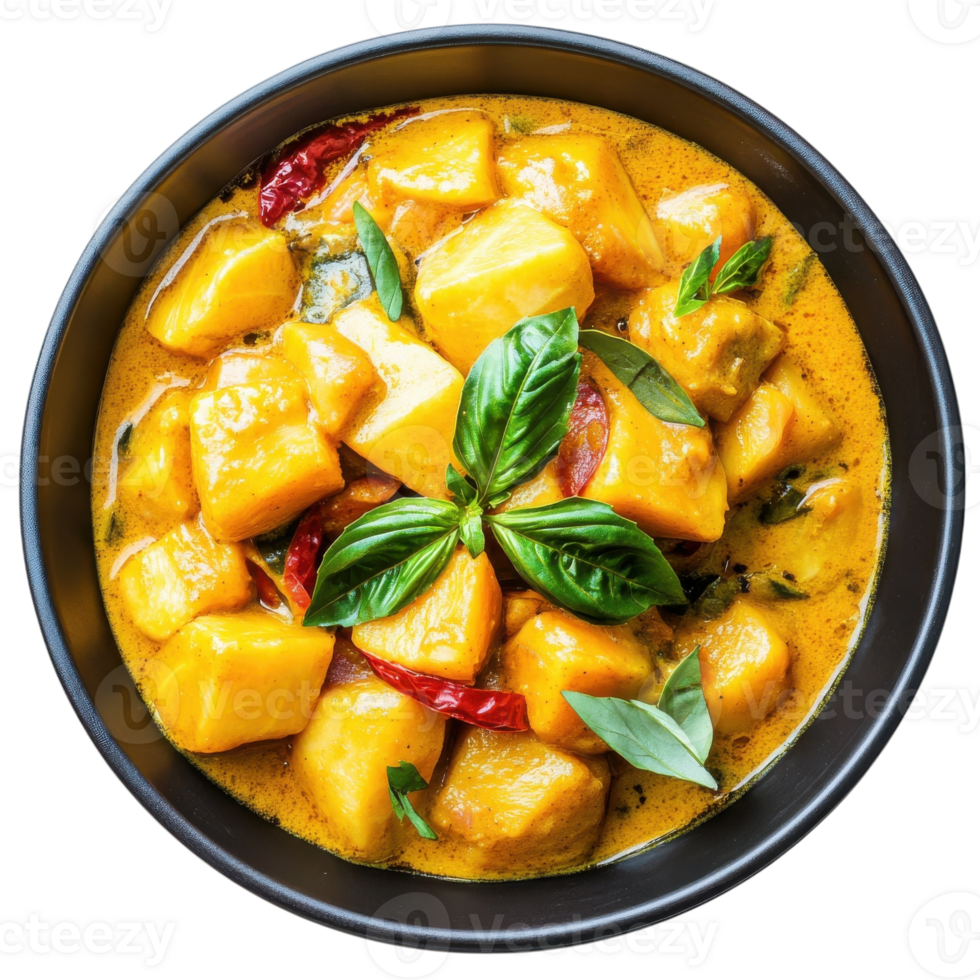 Mango Curry Dish Top View on transparent background. png