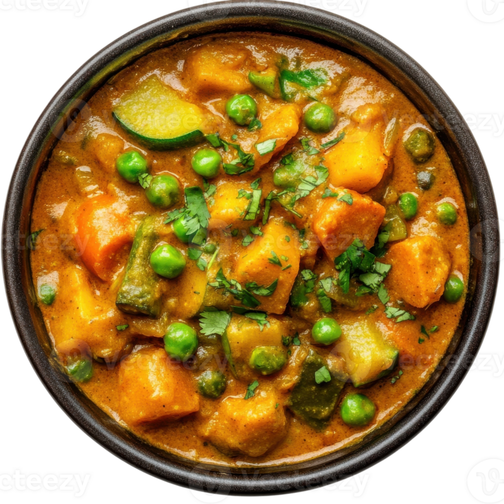 Indian Vegetable Korma Recipe on transparent background. png