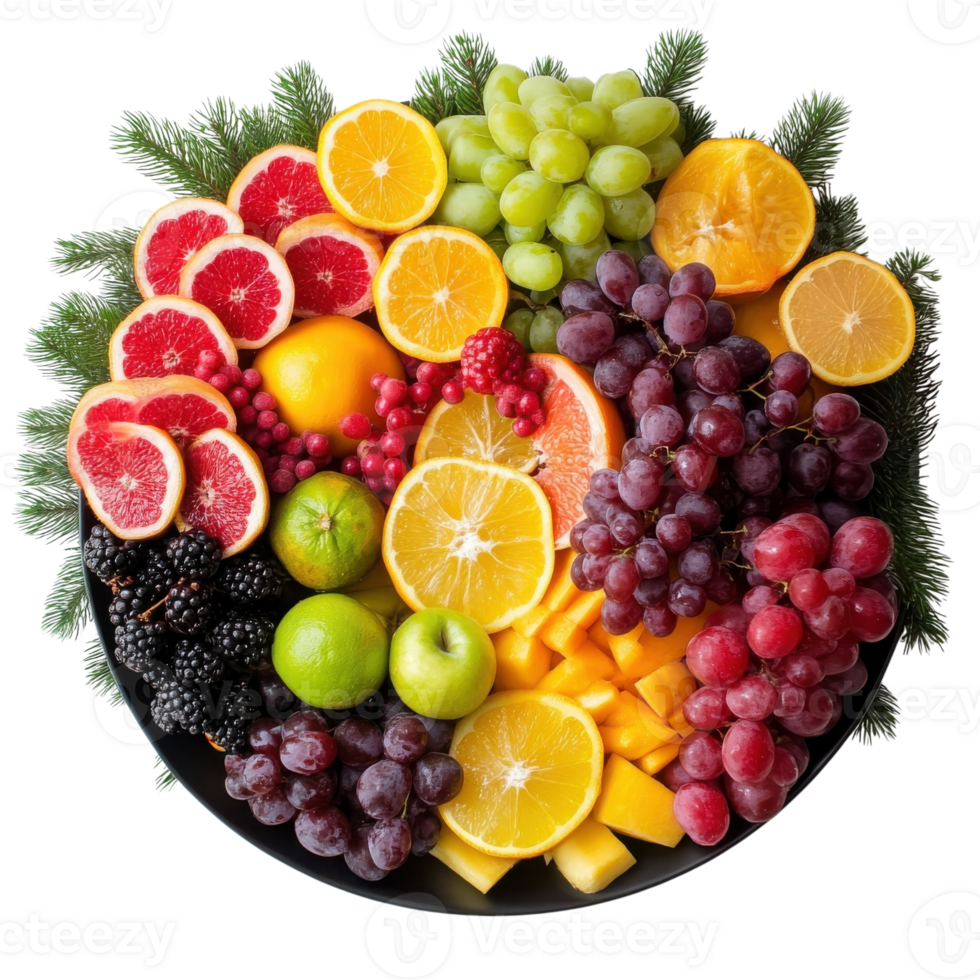 Winter Fruits Colorful Platter on transparent background. png