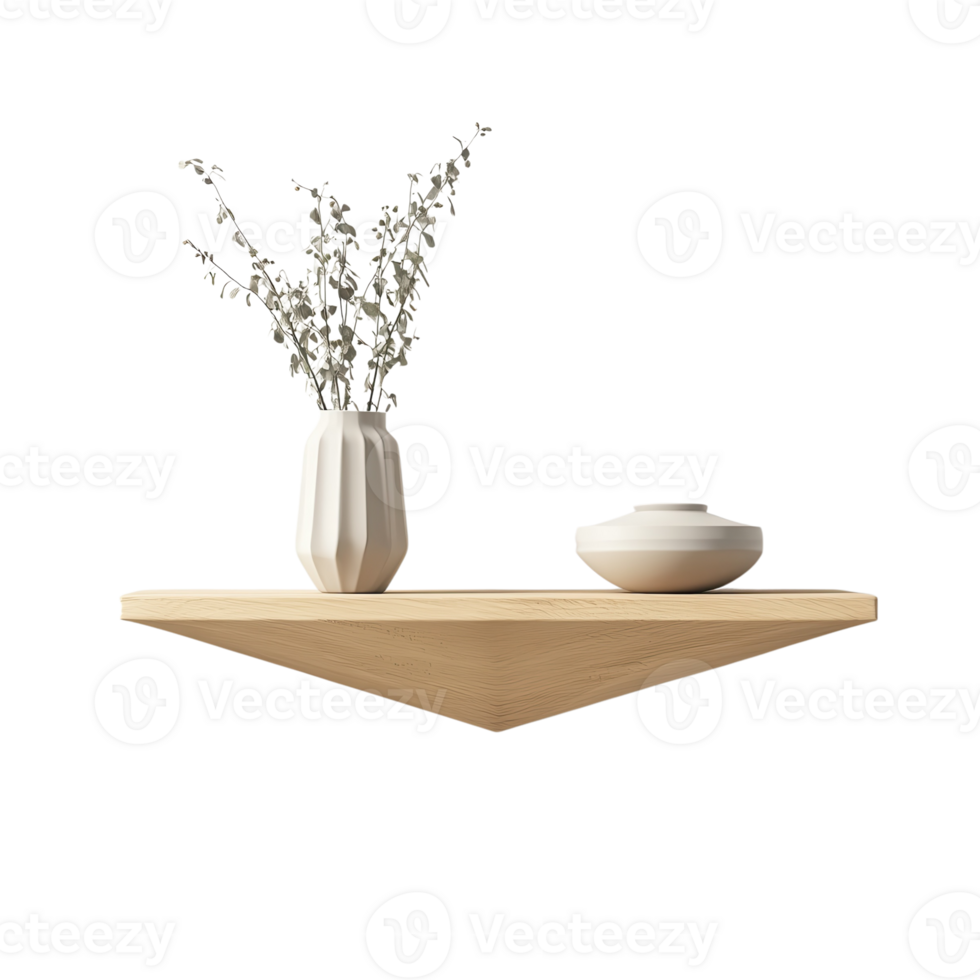 Modern Geometric Floating Shelf on transparent background. png