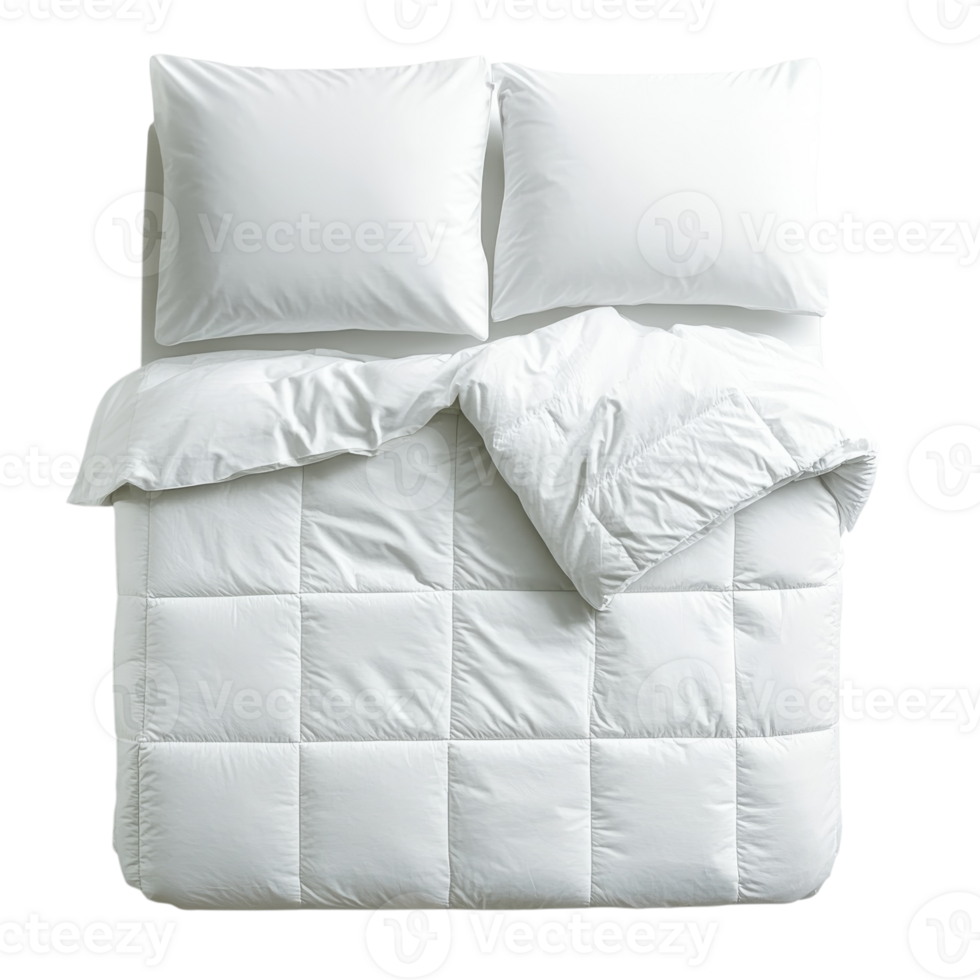 Crisp White Bedding Luxurious Comfort on transparent background. png