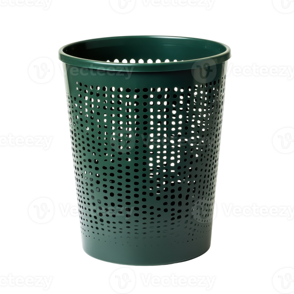 Green Plastic Basket Perforated Design on transparent background. png