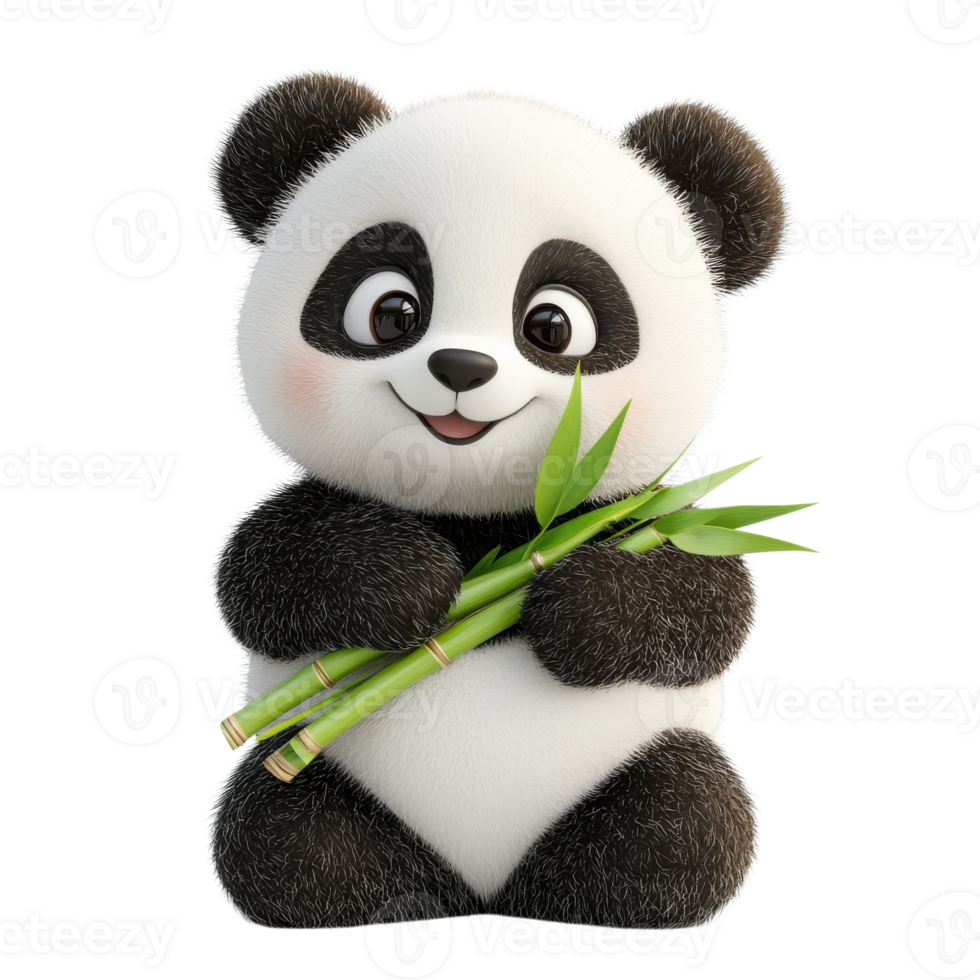 Adorable Panda Plush Toy on transparent background. png