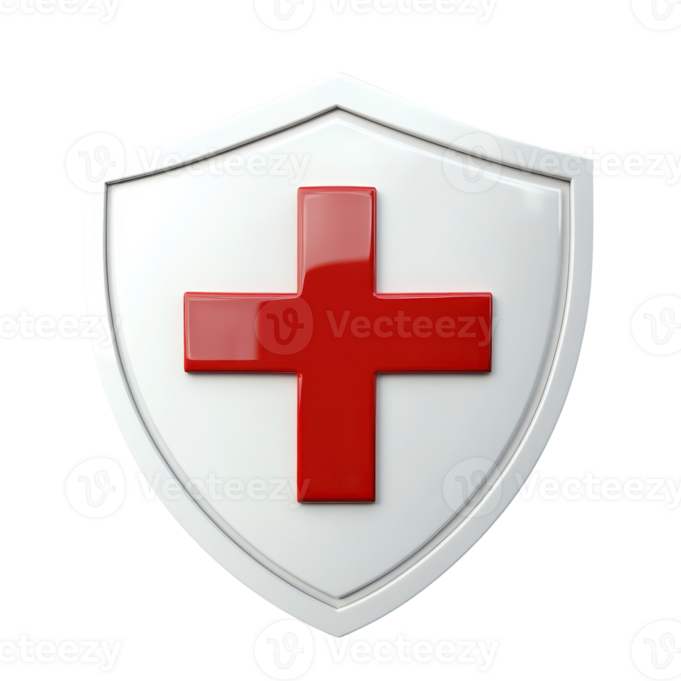 First Aid Shield Icon 3D Render on transparent background. png
