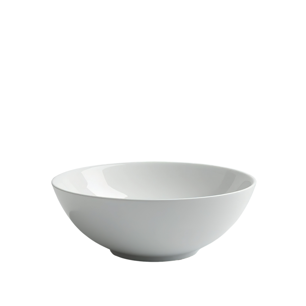 A simple white porcelain bowl sits on a black background png