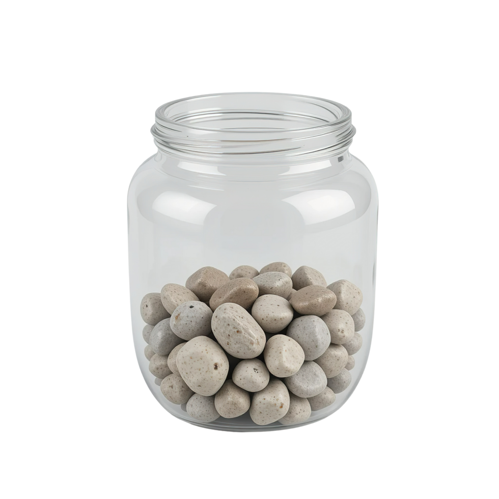 Glass Jar Filled With Smooth Grey Stones png