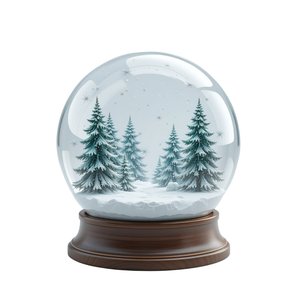 Winter Snow Globe Scene With Snowy Pine Trees png
