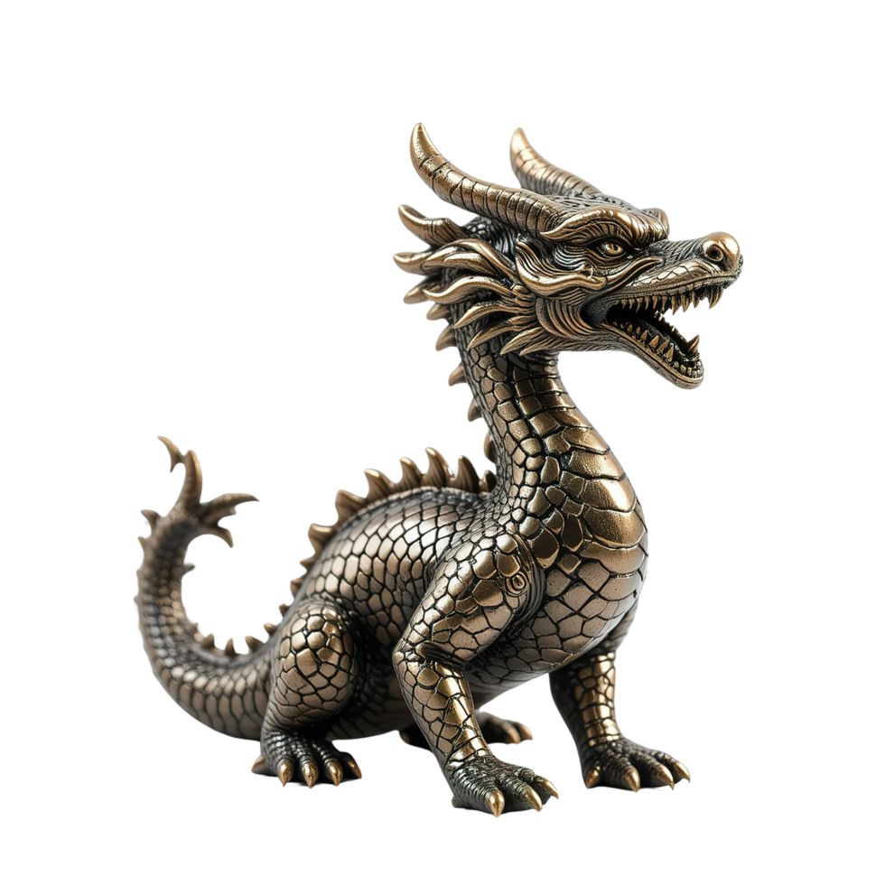 Bronze Dragon Figurine Small Mythical Creature png