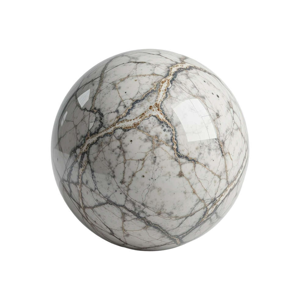 A marble sphere displays intricate veining patterns png