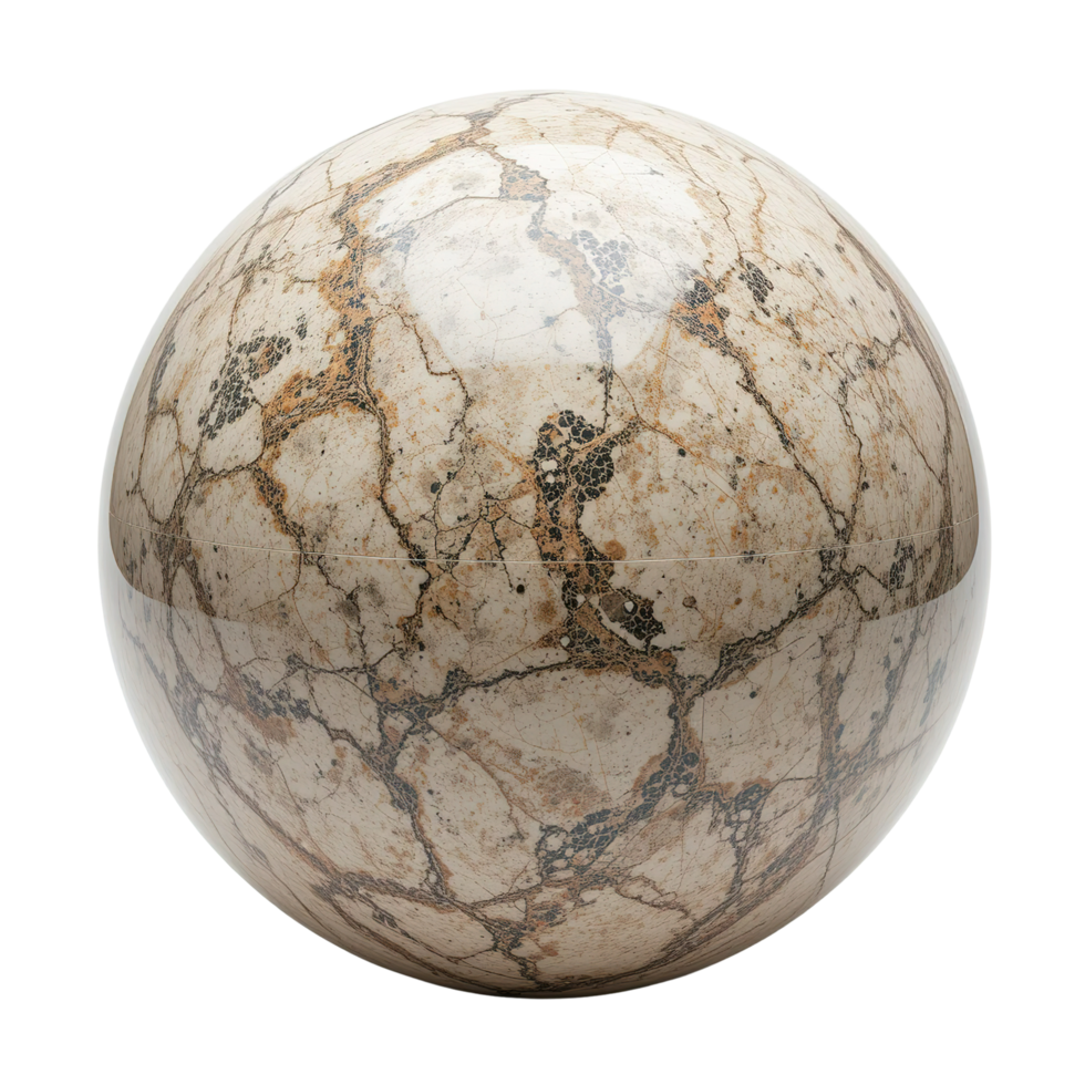 A spherical marble object with intricate veining patterns png