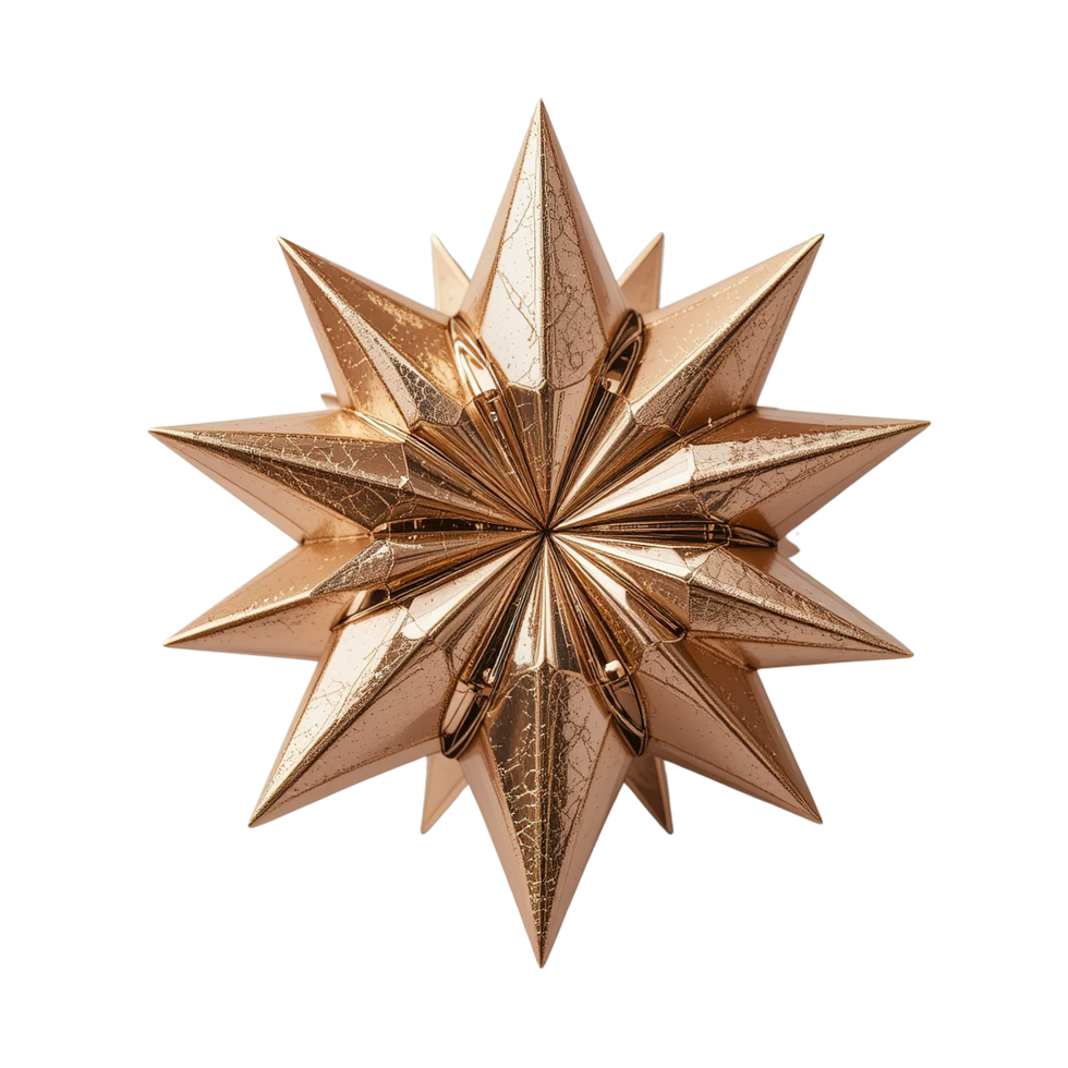 A Rose Gold Geometric Star Ornament Design png