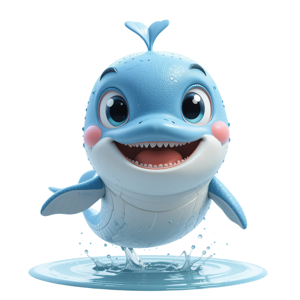 Happy Cartoon Dolphin Leaps Through Water png