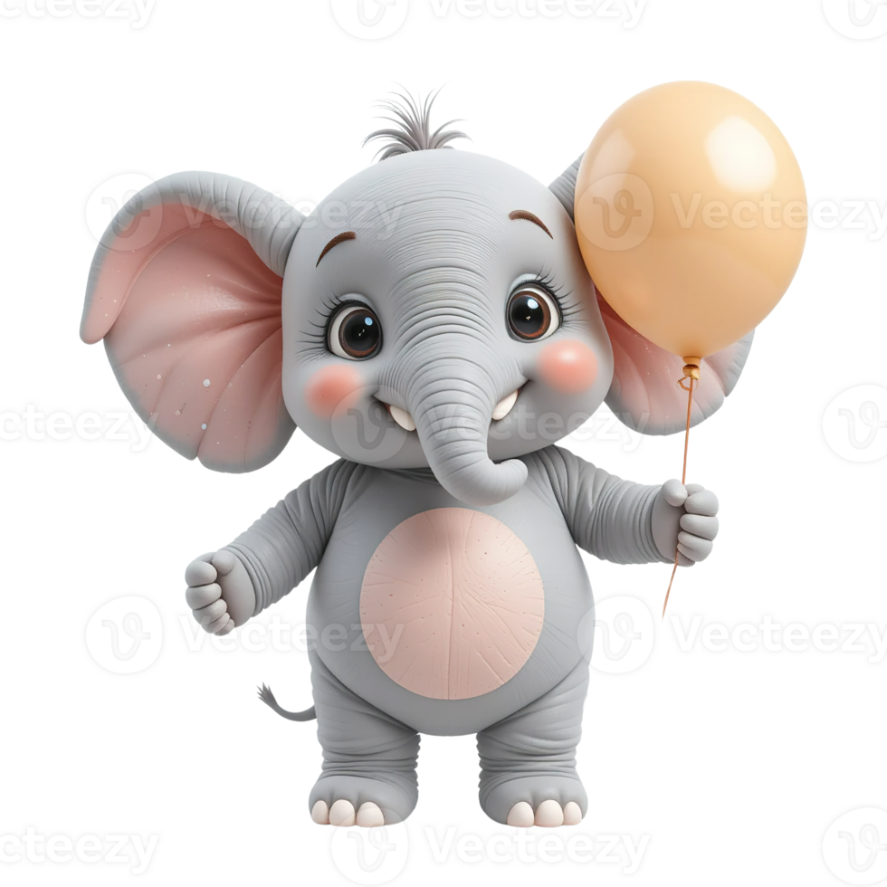 Adorable Baby Elephant Holding A Balloon png