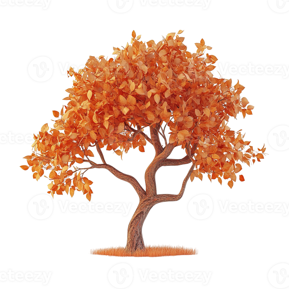 An isolated digitally rendered tree in autumn colors is shown here png