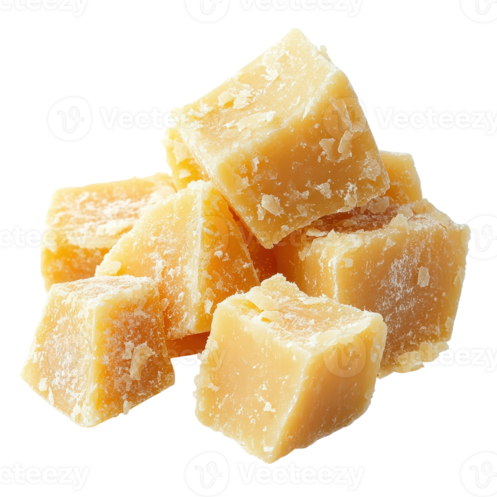 Parmesan Cheese Pieces Background on transparent background. png