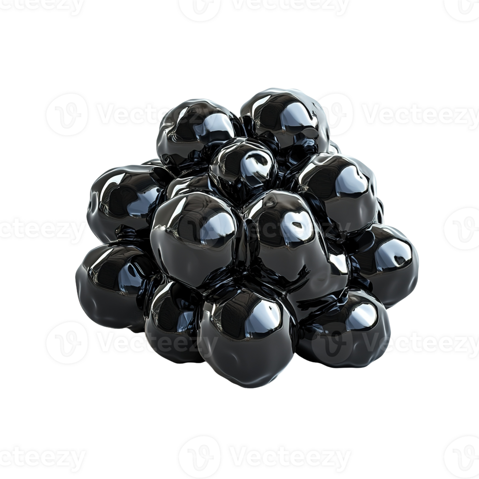 A collection of shiny black spheres forming a composite structure png