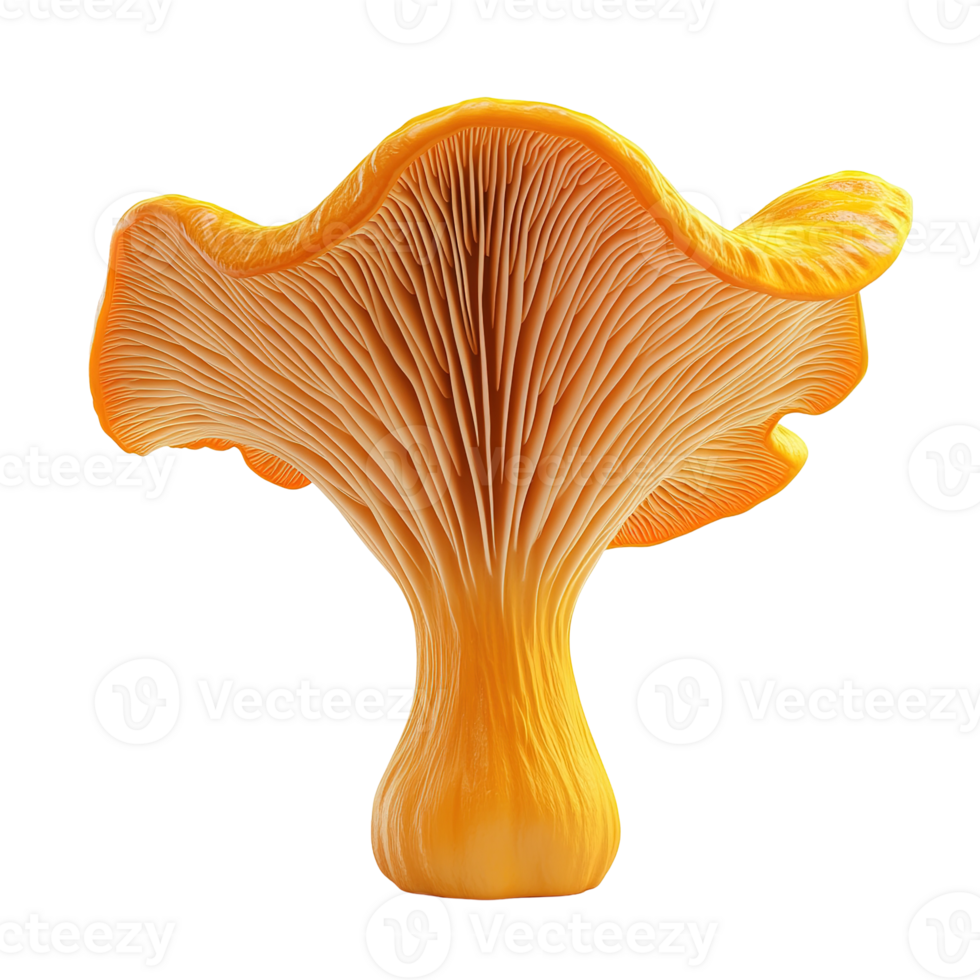 An underside view reveals a beautiful golden orange mushroom png