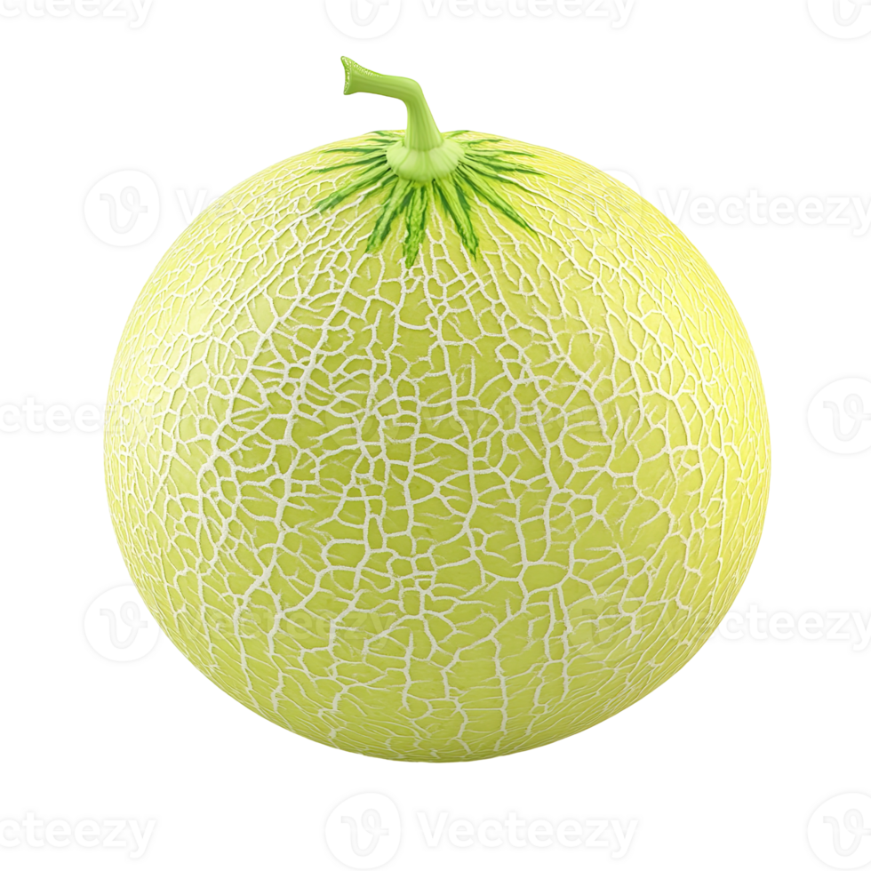 A single green melon fruit with textured skin is shown png