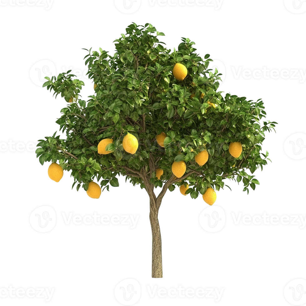 A healthy tree laden with bright yellow citrus fruits png