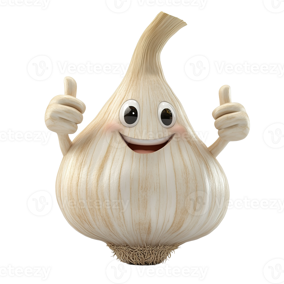 A Smiling Garlic Character Giving Two Thumbs Up Poses png