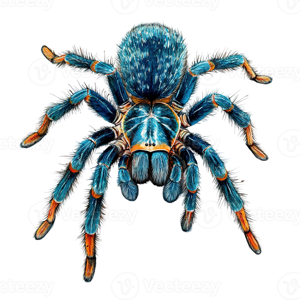 A colorful illustration of a spider with distinctive markings and features png