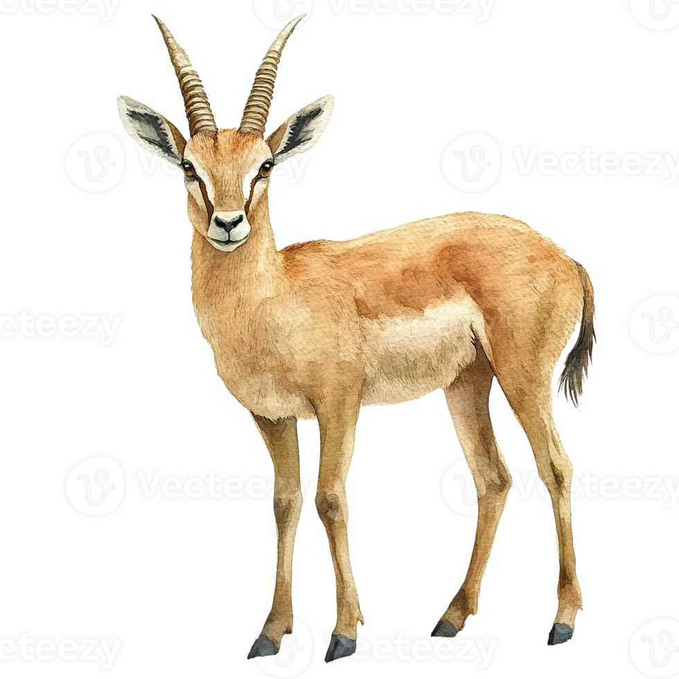 A beautifully painted illustration of a gazelle standing proudly png