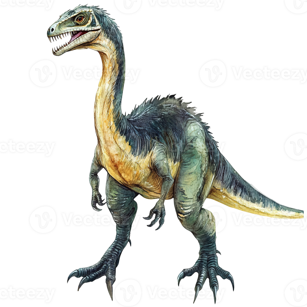A detailed artistic illustration depicts a long necked dinosaur creature png