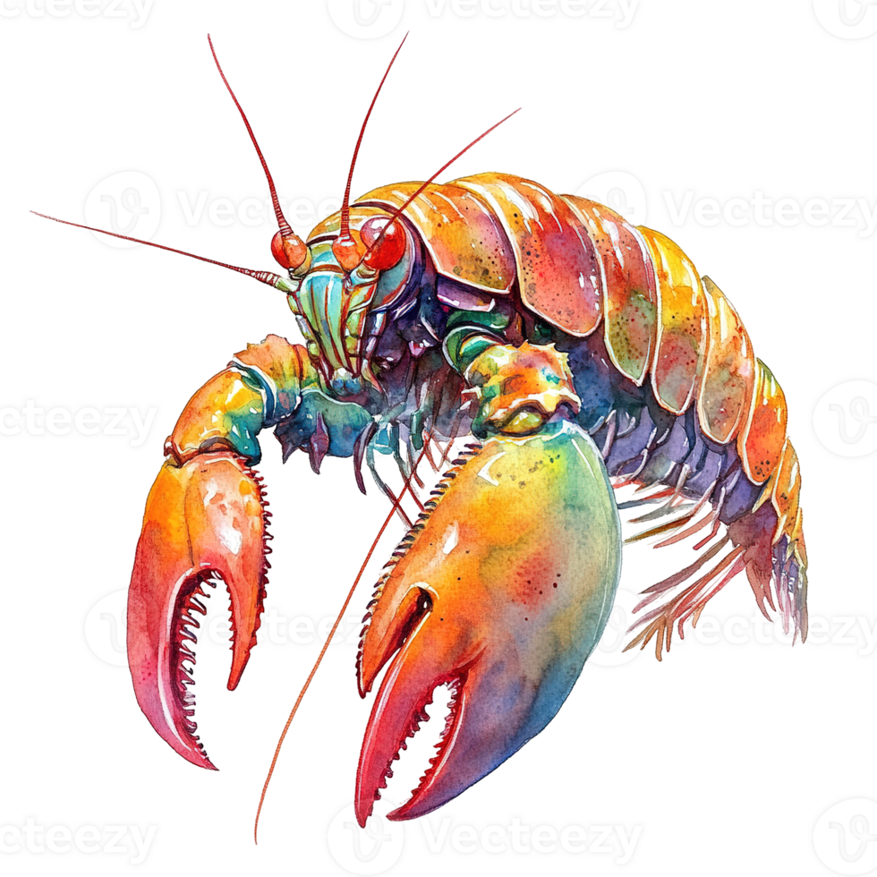 A colorful artistic illustration of a detailed sea crustacean creature png