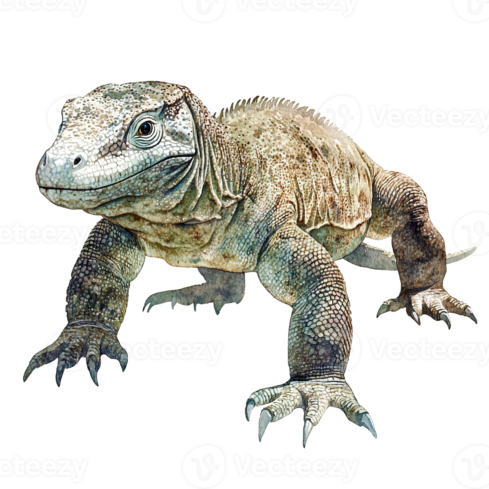 A large lizard stands with claws and textured skin clearly visible png
