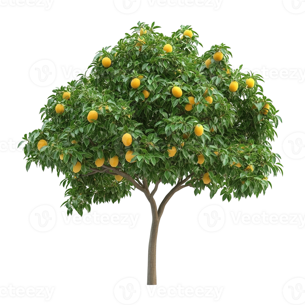 A lush green tree heavily laden with ripe yellow fruits png