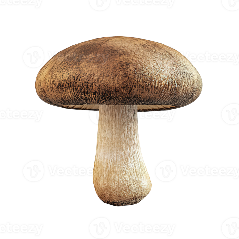 A single mushroom with a textured brown cap and white stem png