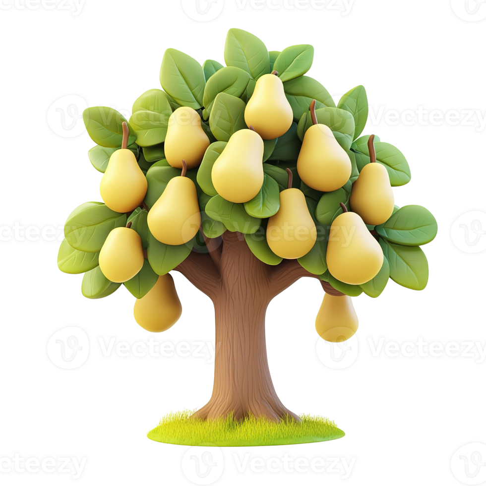 A stylized illustration of a tree bearing many ripe pears png