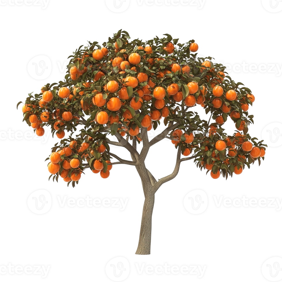A healthy orange tree with many ripe oranges on its branches png