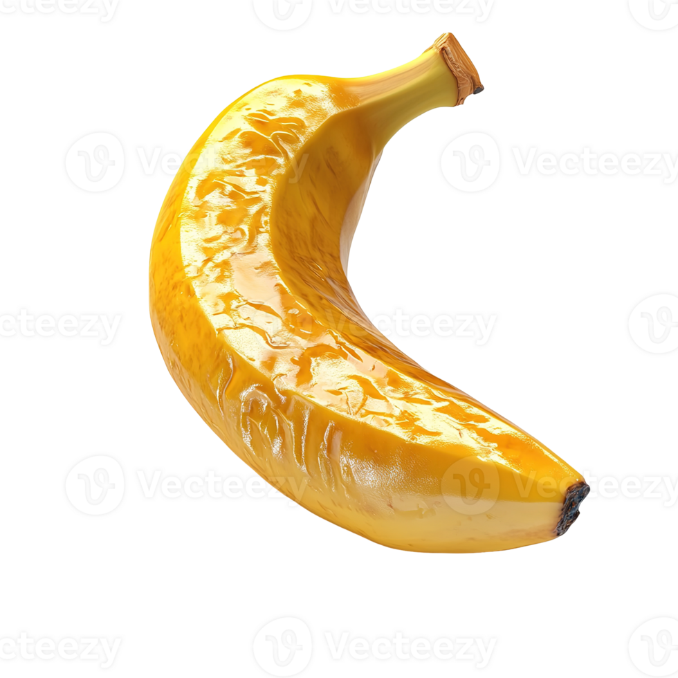 A single yellow banana with spots isolated on transparent background png