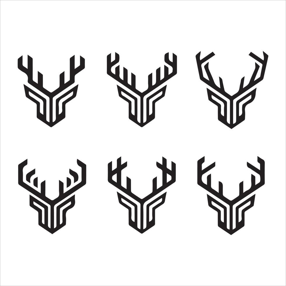 Deer head logo design set vector