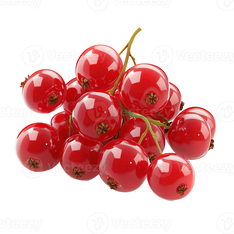 A cluster of shiny red berries on a thin green stem png