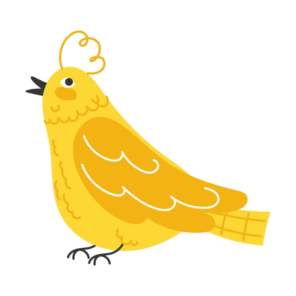 Tropical Yellow Parrot with Crest, Perfect for Spring Greeting Cards and Posters Decoration vector