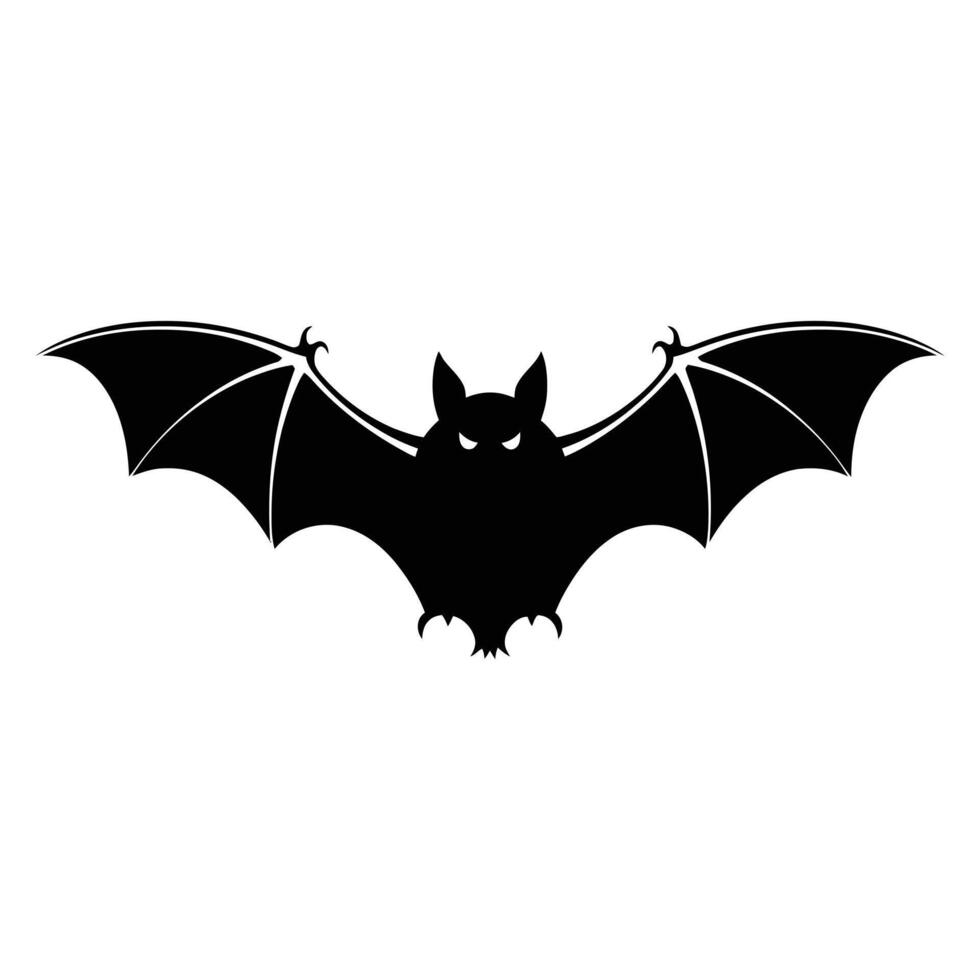 Bat with open wings Silhouette. vector