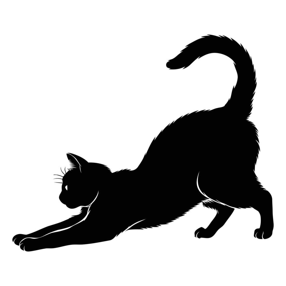 Cat Stretching Silhouette vector