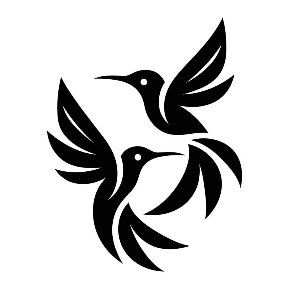 Dual Hummingbirds Stylish and Minimalist Artwork vector