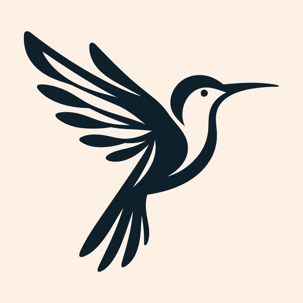 Black and White Hummingbird Tattoo Design vector