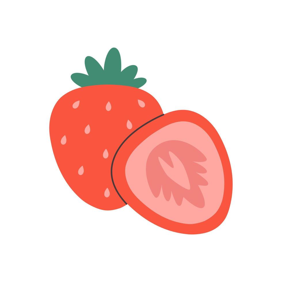Cute minimalistic strawberry. Simple strawberry. Summer fruits. vector