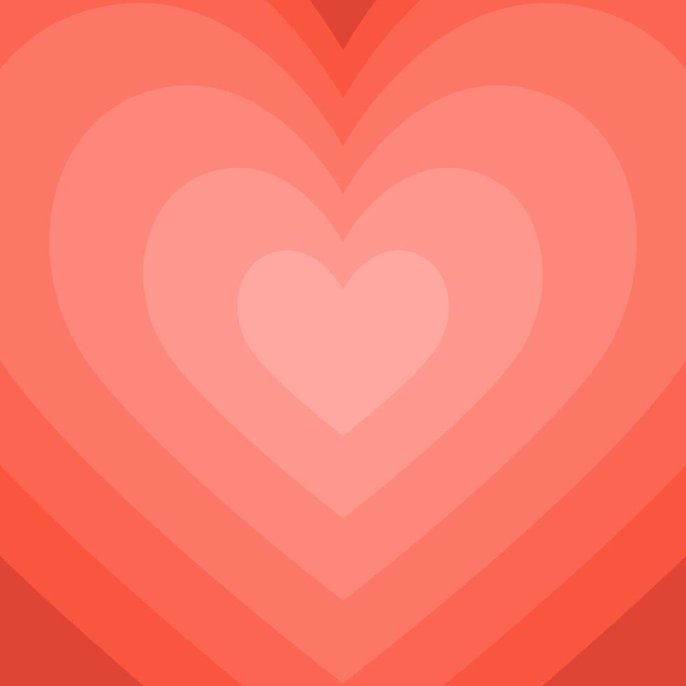 Romantic abstract geometric square background with concentric hearts. Trendy minimalist aesthetic design. Modern geometric design for banner, card, cover, poster, wallpaper. vector