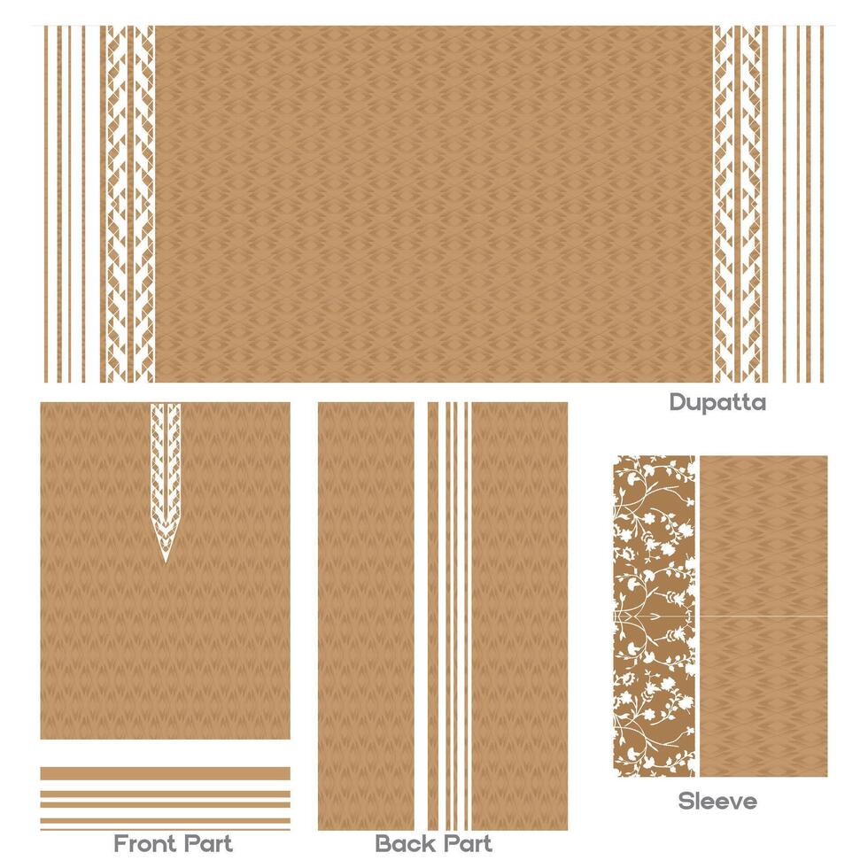 Brown and White Floral Indian Ethnic Wear Design vector