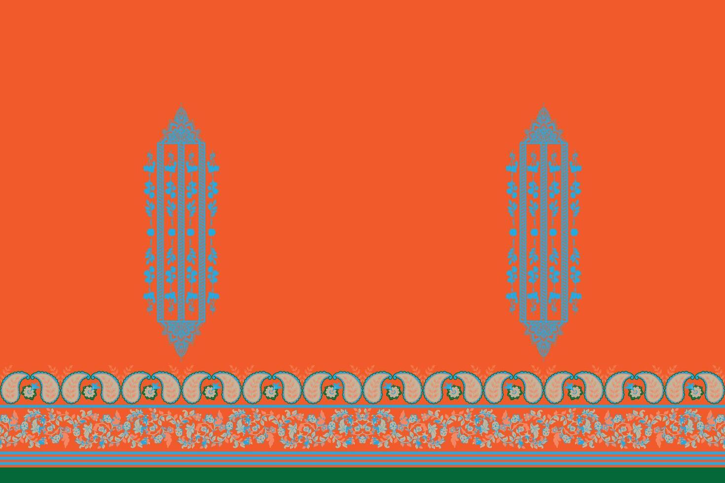 Abstract geometric pattern with orange background and paisley design vector
