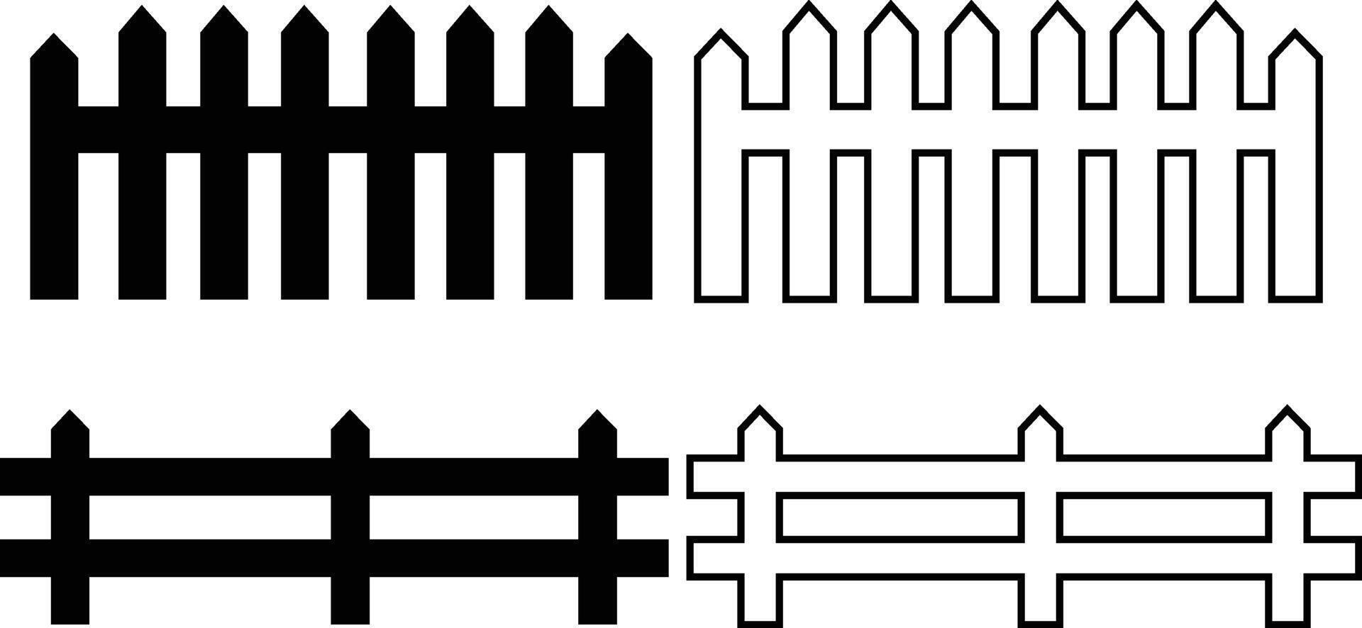 Minimalist Fence Silhouette in Flat and Outline Style vector