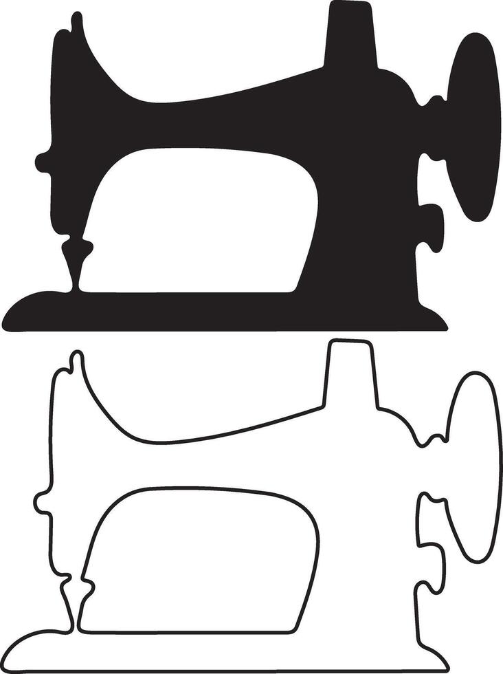 Classic Sewing Machine Silhouette in a Simple Flat And Outline Design vector